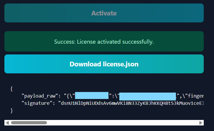 lumifind-offline-activation-page-activated.png